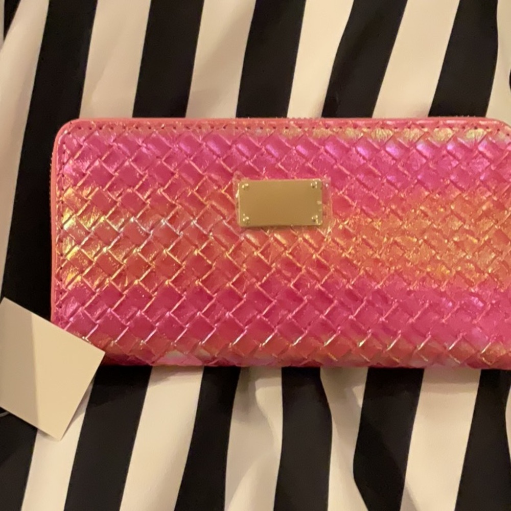 Iridescent Pink Zip Around Wallet